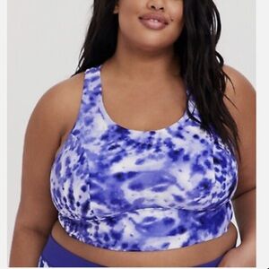 Torrid Blue and White Tie-Dye Swim Top